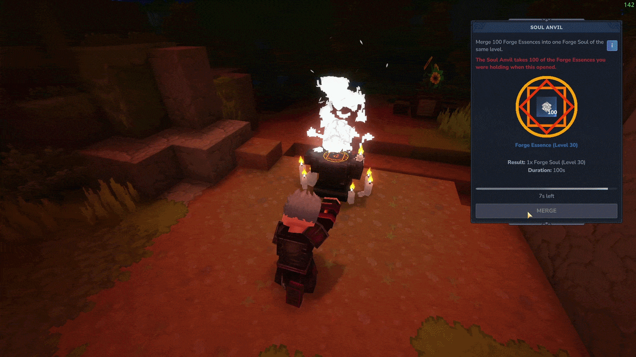 Merging a hundred Forge Essences into a Forge Soul